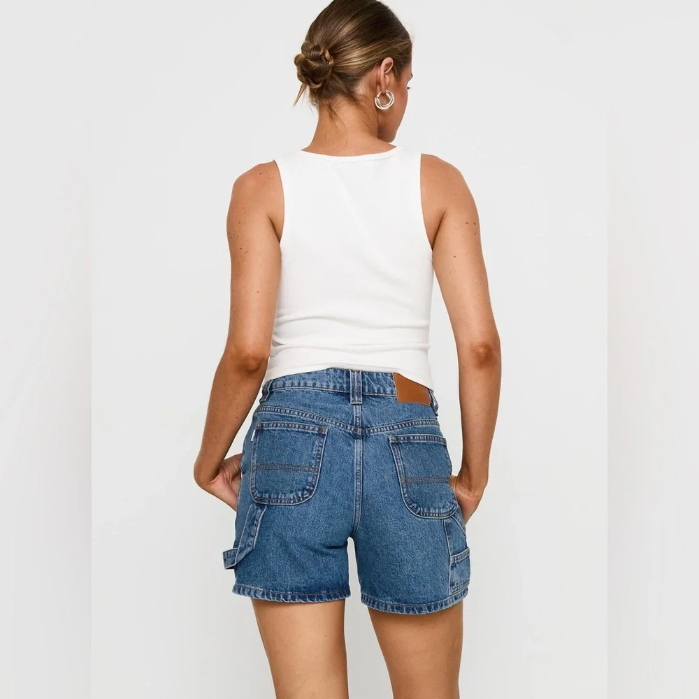 Lou Carpenter Denim Shorts Mid Wash - Picture 2 of 4